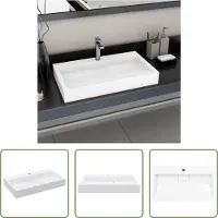 The Living Store wastafel, 80 x 46 x 11 cm, mineraalcomposiet/marmercomposiet, wit
