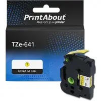 PrintAbout Huismerk vervangt Brother TZe-641 Tape Zwart op geel (18 mm)