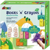 Avenir Blocks 'N Crayons - Gebouwen - 12 Kleuren En 3 Blokvormen - 3 Kleurplaten - 3 Jaar