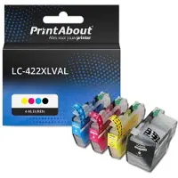 PrintAbout Inktcartridge LC-422XLVAL 4-kleuren Multipack Hoge capaciteit geschikt voor Brother