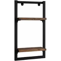 Industrial Living Wandrek Industrieel 65 cm – Wandplank Metaal & Hout – Zwart – 2 Planken – 65 x 25 x 15 cm