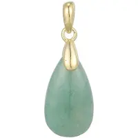 Cavill - Zilveren Hanger - 925 Sterling Zilver Verguld - 4,12 ct Groene Aventurijn Peervorm Cabochon - Elegante Natuurlijke Edelstenen Sieraad