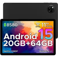 Doogee TAB A9+ - Tablet - 20GB RAM + 64GB ROM(2TB/TF) - 11 inth HD IPS 90Hz - Android 15 - 8580 mAh - Unisoc T7200 - 5G WiFi - Dubbele luidsprekers- Face ID - Zwart