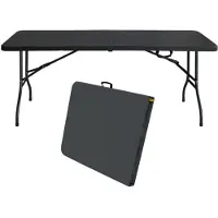 COLAMY 180cm draagbare zware klaptafel met handvat - opvouwbare tafel - voor kamperen - 135kg draagvermogen - zwart