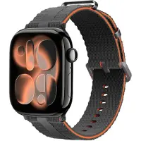 Strap-it Sportief siliconen bandje geschikt voor Apple Watch 1/2/3/4/5/6/7/8/9/10/11/SE/SE2/SE3/Ultra (2/3) - Maat: 44/45/46/49mm - Donkergrijs/Oranje