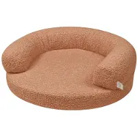 4L Textil Jeffy hondenmand, hondenmand, hondensofa voor middelgrote honden, bouclé, zacht en comfortabel, afneembare hoes, Ø 80 cm, Terracotta