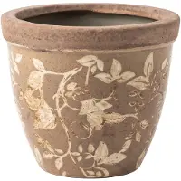 Clayre & Eef Keramiek Bloempot voor Binnen – Bruin – Rustieke Pot – Ø 18 cm – Keramiek