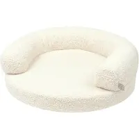 4L Textil Jeffy hondenmand, hondenmand, hondensofa voor middelgrote honden, bouclé, zacht en comfortabel, afneembare hoes, Ø 80 cm, beige