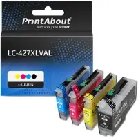 PrintAbout Inktcartridge LC-427XLVAL 4-kleuren Multipack Hoge capaciteit geschikt voor Brother