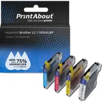 PrintAbout Inktcartridge LC-1100VALBP 4-kleuren Multipack geschikt voor Brother