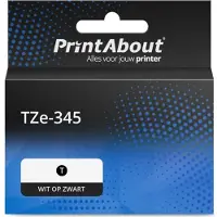 PrintAbout Tape TZe-345 Wit op zwart (18 mm) geschikt voor Brother