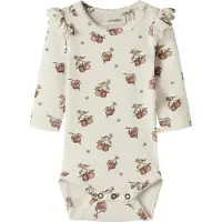 Lil´ Atelier BABY romper met ruches - ecru Meisjes Stretchkatoen Ronde hals - maat 74