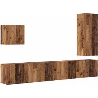 vidaXL TV Wand Eenheid 5 st Oud Hout Bewerkt hout