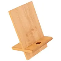 VHV - Telefoonhouder - bamboe telefoonstandaard met oplaadgat - houten houder voor smartphone, tablet, bureau en keuken