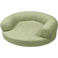 4L Textil Jeffy hondenmand, hondenmand, hondensofa voor middelgrote honden, bouclé, zacht en comfortabel, afneembare hoes, Ø 70 cm, Olijf