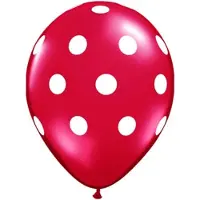 Qualatex ballonnen 6x 30cm kleur red met wit white polka dots / OP IS OP /tofinish / hr3-#21blu