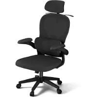 NaiZy Ergonomische bureaustoel, zwart, bureaustoel met 4D-hoofdsteun, verstelbare mesh-stoel, belastbaar tot 150 kg