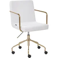 Beliani TRINITY - Bureaustoel - Gebroken wit - Corduroy