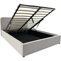 CALICOSY Opbergbed 140x190 cm met hoofdbord bekleed met livy