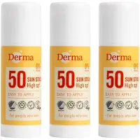 Derma Sun - Zonnestick SPF50 - 3 x 18 ml - Waterbestendige Zonbescherming - UVA en UVB Bescherming - Voor Neus, Oren en Nek - Parfumvrij - AllergyCertified