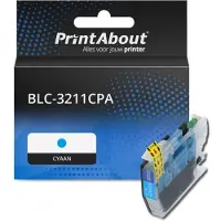 PrintAbout Huismerk vervangt Brother LC-3211C Inktcartridge Cyaan Hoge capaciteit