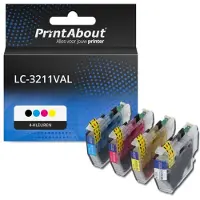 PrintAbout Inktcartridge LC-3211VAL 4-kleuren Multipack Hoge capaciteit geschikt voor Brother