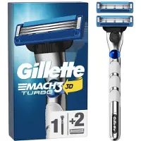 Gillette Mach3 Turbo voor Mannen - 1 Handvat + 2 Scheermesjes