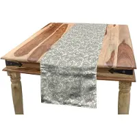 Abakuhaus Bloemrijke Tafelloper, Damast met Etnisch, Eetkamerkeuken Rechthoekige decoratieve Tafelloper, 40 x 180 cm, Reseda Groen Wit