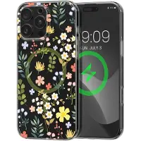 Kwmobile Kristalheldere hardcase compatibel met Apple iPhone 16 Pro Max Hoesje – compatibel met MagSafe – Acryl hoesje met TPU-rand – Charmante bloemen design