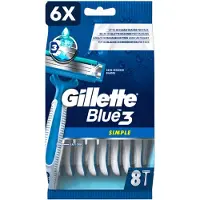 Gillette 6 x Blue3 - wegwerpscheermesjes - simple 8st