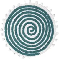 Homescapes ronde badmat spiraal, 60 cm - badmat petrol met pompons, getuft