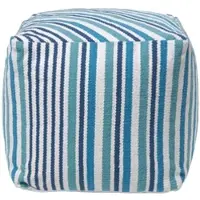 Homescapes Designer Kruk Poef Kubus Selam aqua wit - S