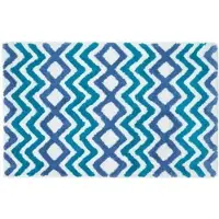 Homescapes Chevron Antislipbadmat 100% katoen, blauw, turkoois, wit