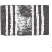 Homescapes Chenille badmat antraciet-witte strepen van 100% katoen, 50 x 80 cm