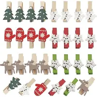 Sonstiges 60 stuks kerstclips van hout, mini-clips, wasknijpers, geschikt voor adventskalenders en DIY-projecten