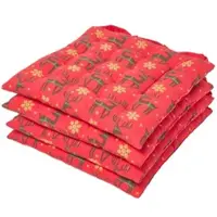 Homescapes Kerststoelkussen Rendier met linten, Rood, 40 x 40 cm