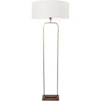Steinhauer Vloerlamp Stang 4829BR - brons armatuur met wit linnen kap