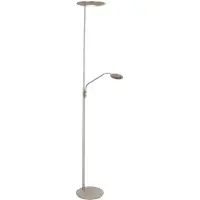 Steinhauer Staalkleurige vloerlamp Zenith 2 4394ST – Dimbare uplighter met leesarm en afstandsbediening