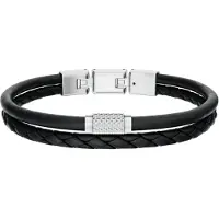 Fossil Armband 'Machine' zwart / zilver