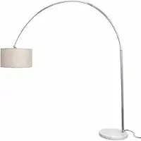Alpinaluz LAURENCE booglamp, 240 cm, met witte marmeren voet en stoffen kap (diameter 50 cm), moderne E27 staande lamp