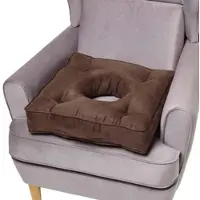 Homescapes Orthopedisch zitkussen bruin met uitsparing, 50 x 50 cm - zitkussen met velours hoes