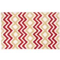 Homescapes Chevron antislip badmat 100% katoen, oranje, mosterd, wit