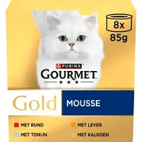 Gourmet Gold Mousse - Kattenvoer Natvoer - Tonijn Lever Kalkoen & Rund - 48 x 85 g