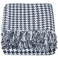 Homescapes Zwart/witte pied-de-poule banksprei 225x255cm