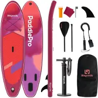 LifeGoods SUP Board Allround Compact - 100 KG Draagkracht - 300 x 76 cm - Opblaasbaar - Compleet SUP pakket - Rood/Lila