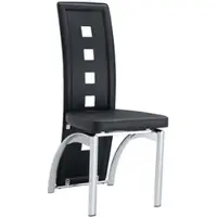 OKWISH Eetkamerstoelen 102,5 Cm – Set Van 2 Met Geometrische Rugleuning – Comfortabel Voor Eetkamer Woonkamer Of Werkplek – Metaal En Pu Leer – Zwart Zilver