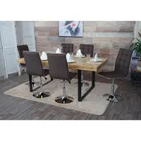 MCW Set van 6 eetkamerstoelen -C41, keukenstoel, in hoogte verstelbaar en draaibaar, stof/textiel MVG ~ bruin