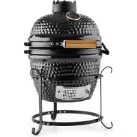 Klarstein Princesize Kamado BBQ keramische barbecue roestvrij staal grillrooster smoker BBQ zwart