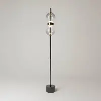 Maytoni Vloerlamp DOUBLE MOON, dimbaar, alu / grijs / zink, Woon-/ Eetkamer, metaal, Modern, vloerlamp
