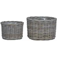 vidaXL Plantenmand met opslag 2 st Natuurlijk grijs Kubu Rattan